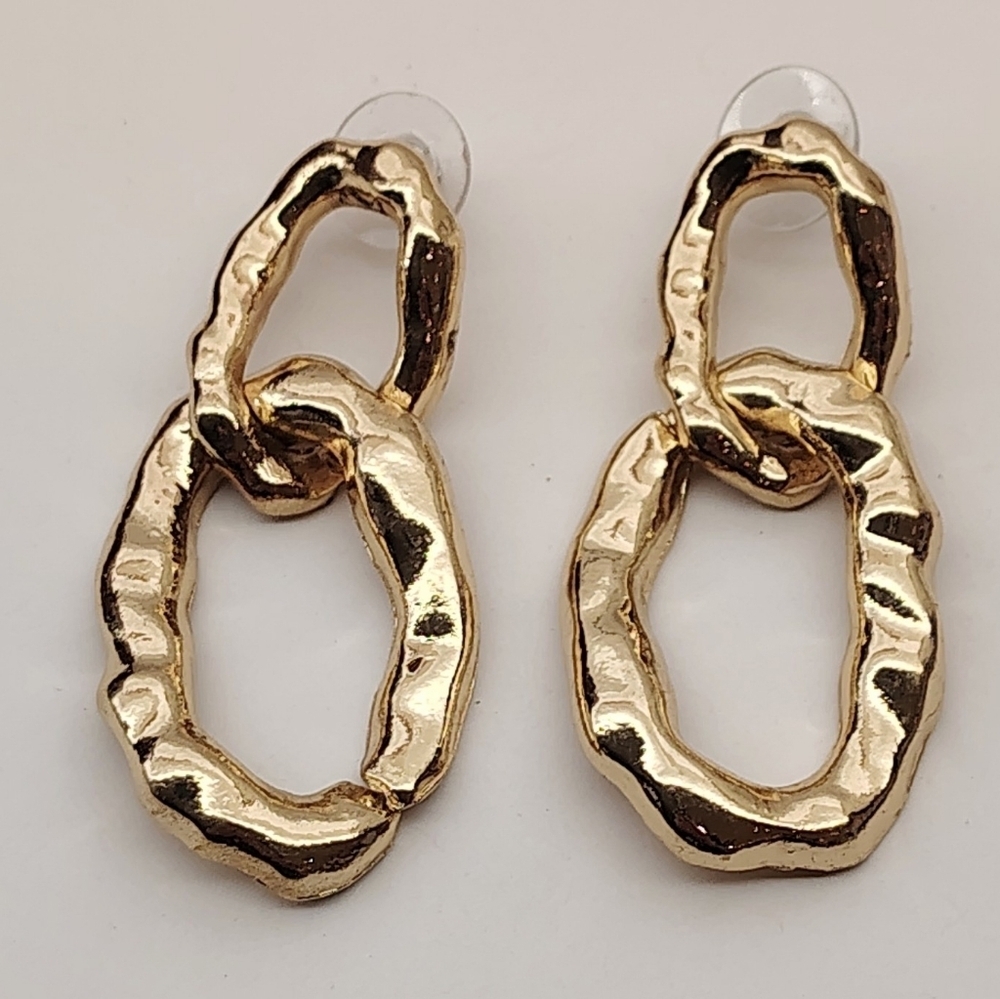 Chic Gold-Tone Linked Pierced Earrings
